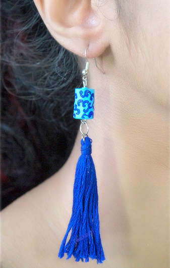 Blue Frill Earring